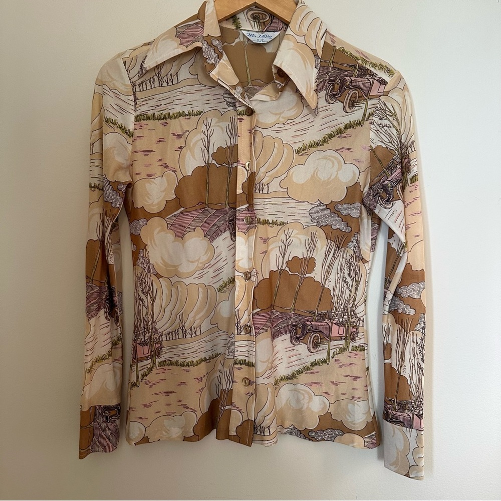 Vintage 70’s Scenic Print Button-Up Shirt